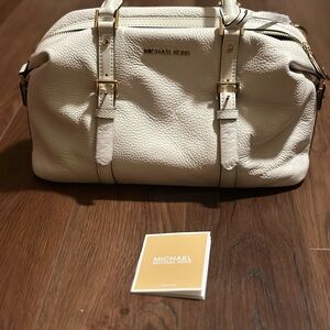 Michael Kors Optic White Leather Duffel